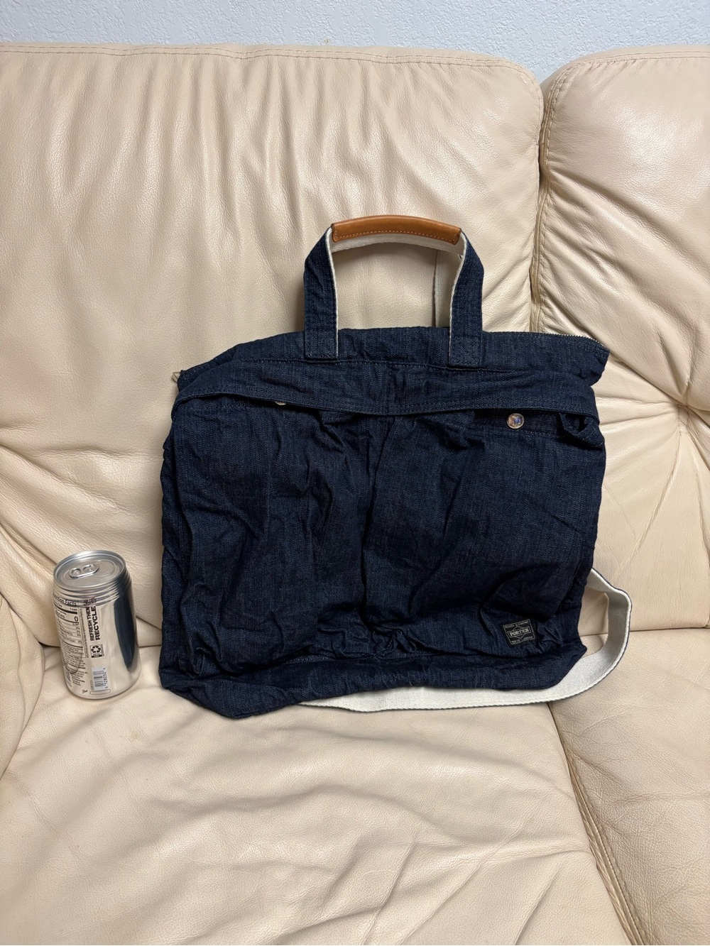 PORTER YOSHIDA Blue Denim Jeans 2 Way Helmet Tote Bag Japan Pockets - Picture 14 of 14